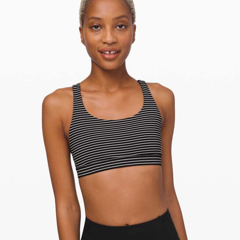 Lululemon Energy Bra Mod Stripe Black White Size 8
